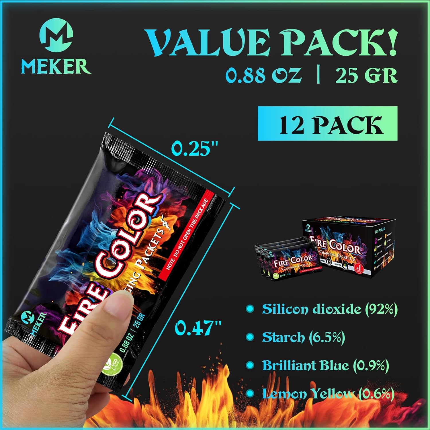 MEKER Fire Color Changing Packets Review