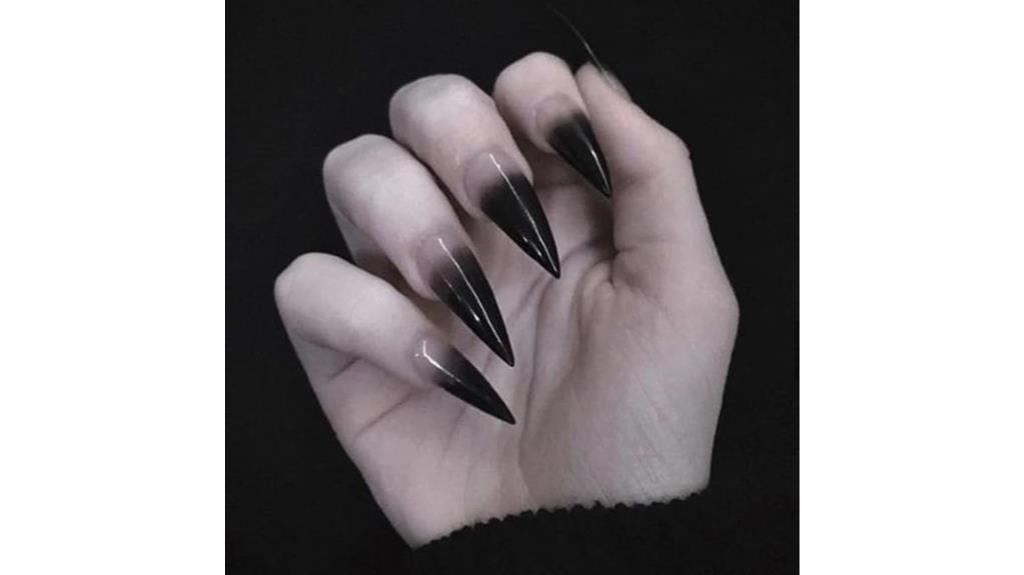 SINHOT Stiletto Nails Review: Black Gradient Design Quality